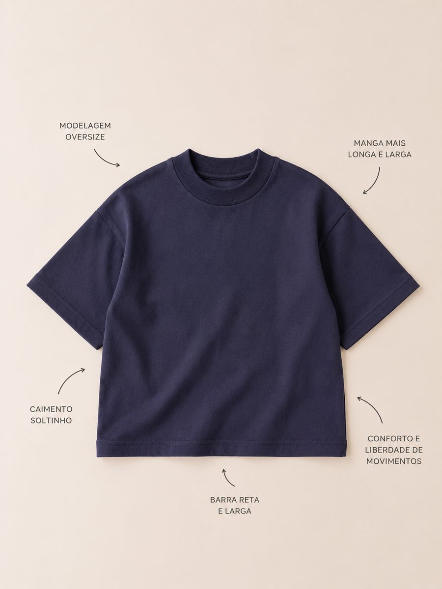 Camisa Oversize infantil em roxo, algodão macio